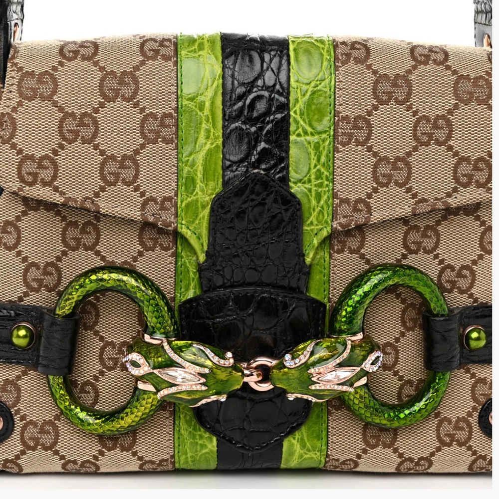 Gucci 2004 Tom Ford Dragon Monogram Crocodile Flap Bag - Picture 8 of 17